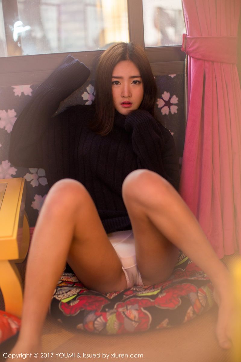 尤蜜荟美女模特周琰琳LIN针织毛衣内衣诱惑情迷私房美图