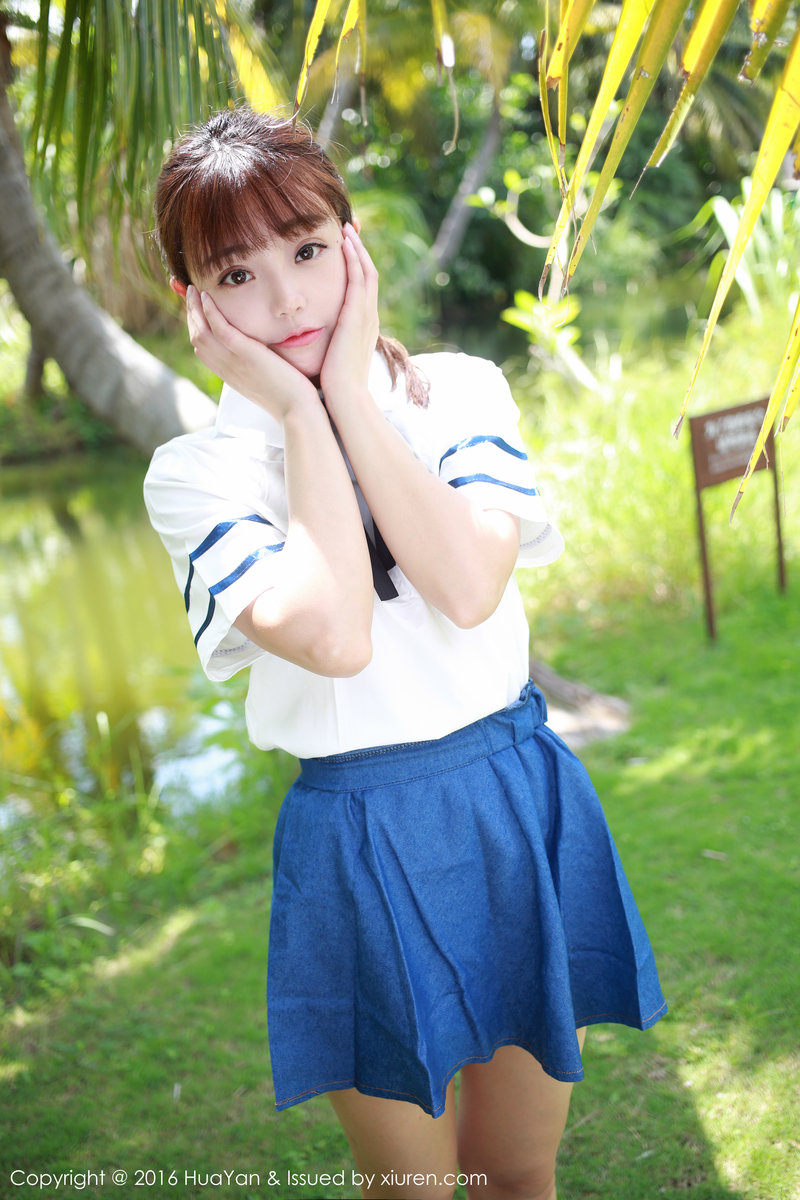 花の颜清纯美女佘贝拉bella户外制服性感可爱