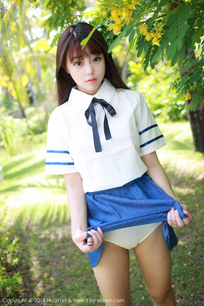 花の颜清纯美女佘贝拉bella户外制服性感可爱