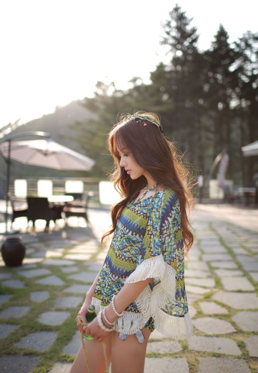 韩国人气模特孙允珠沙滩比基尼牛仔长裤极品身材最美写真