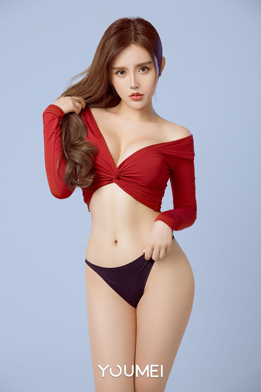 YOUMEI尤美性感女神卓娅祺红色短装马甲线精雕细琢写真