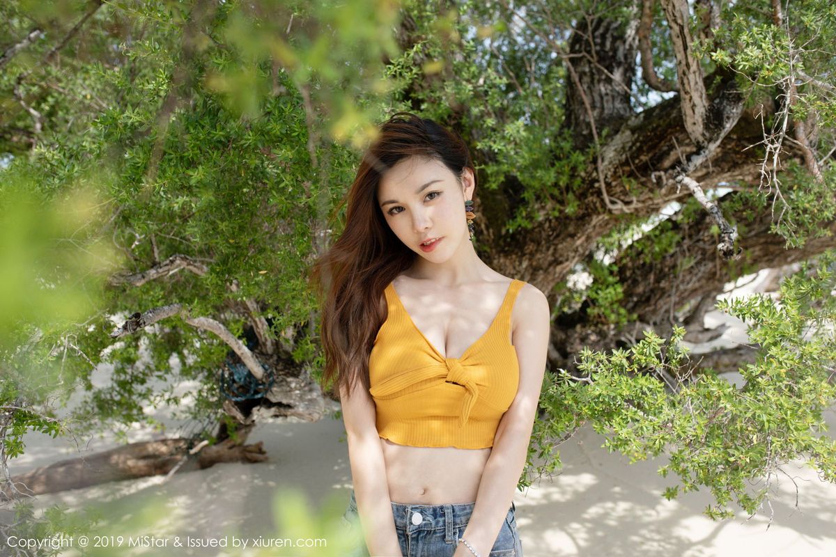 魅妍社性感女神沈佳熹银滩薄纱半遮半掩撩人仙本那旅拍