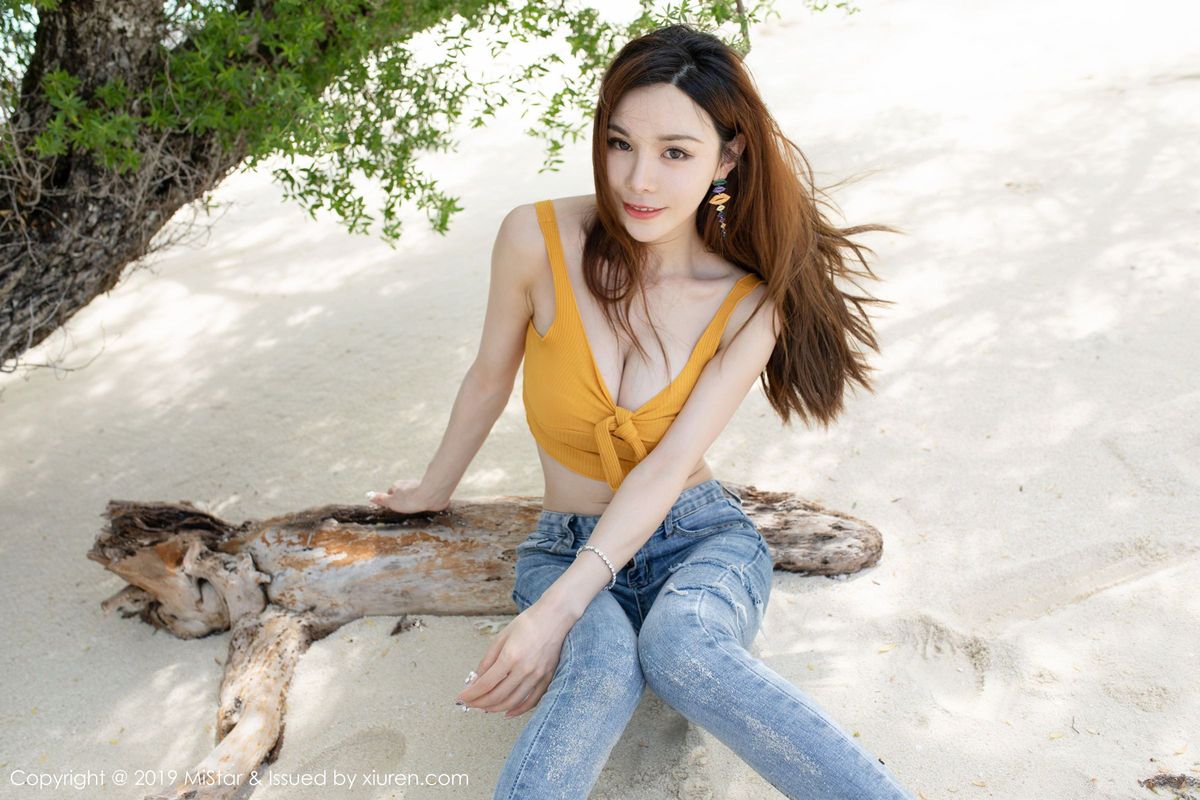 魅妍社性感女神沈佳熹银滩薄纱半遮半掩撩人仙本那旅拍