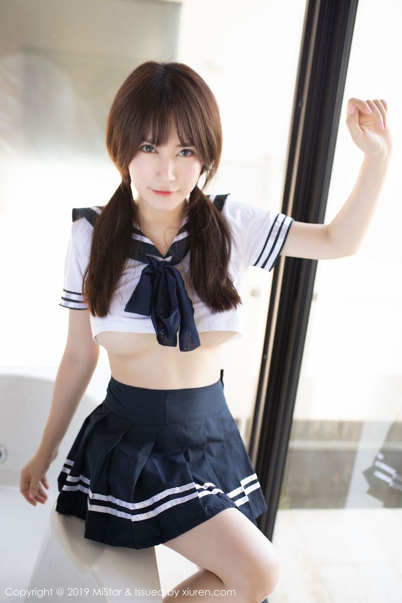 魅妍社新人模特夏希子双马尾清纯校服系列首套大尺度写真