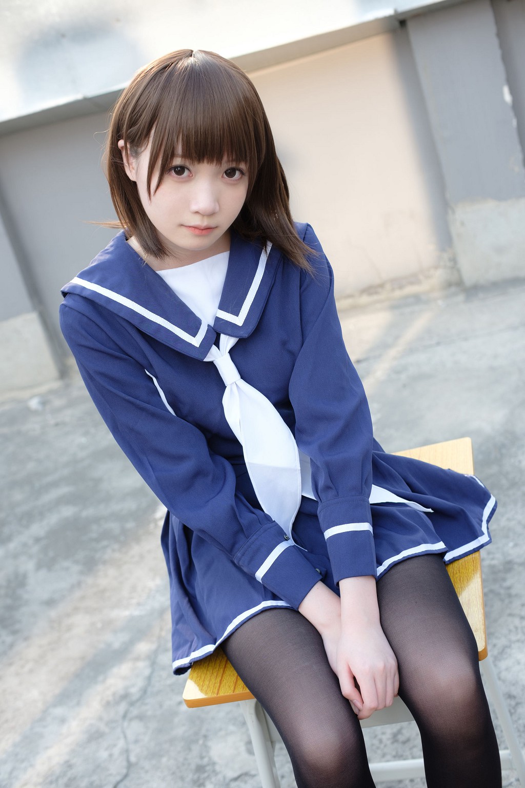 《天台黑丝水手服》 [森萝财团] X-043 写真集[110P]