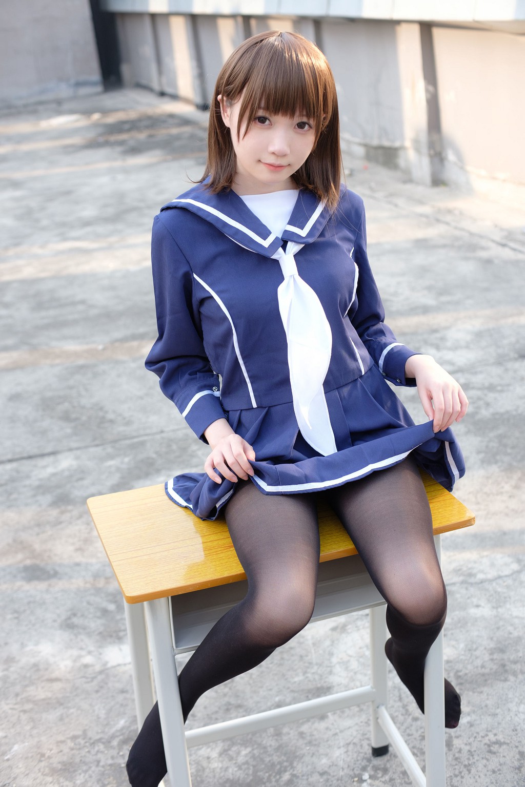 《天台黑丝水手服》 [森萝财团] X-043 写真集[110P]