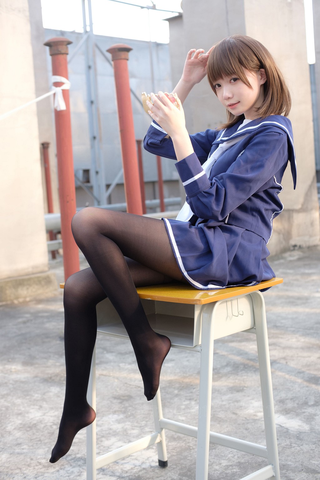 《天台黑丝水手服》 [森萝财团] X-043 写真集[110P]