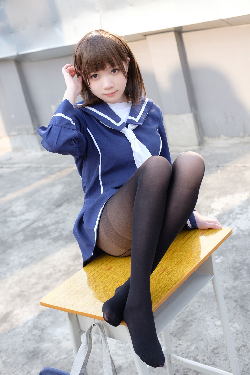 《天台黑丝水手服》 [森萝财团] X-043 写真集[110P]