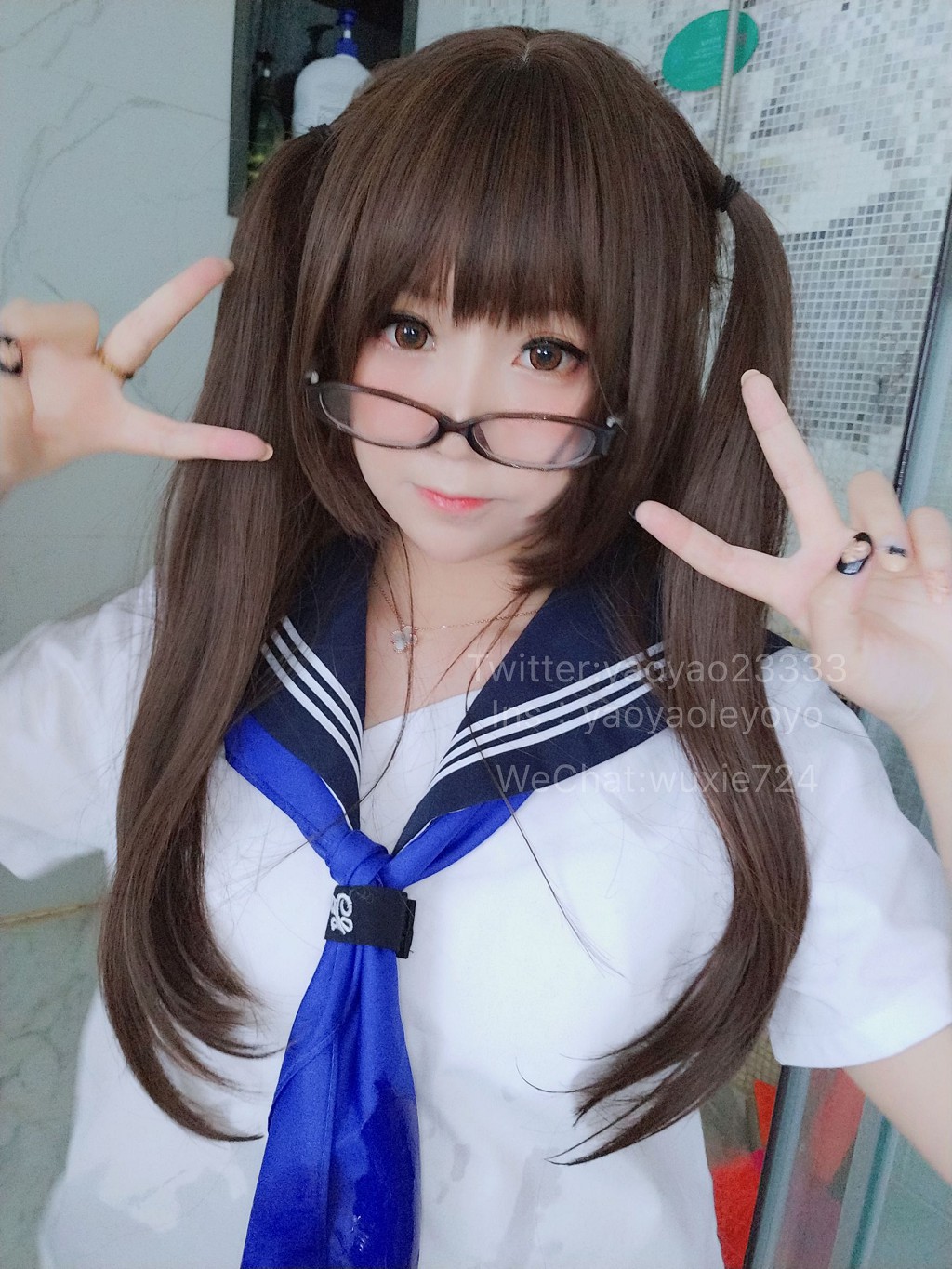 摇摇乐yoyo《蓝色jk》 [COSPLAY福利] 写真集[37P]