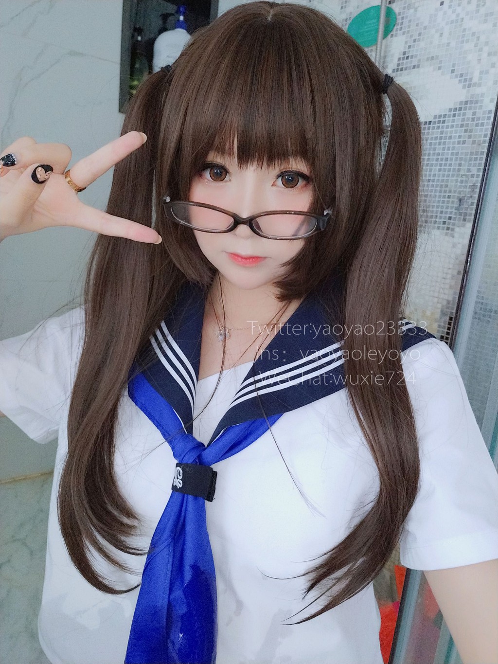 摇摇乐yoyo《蓝色jk》 [COSPLAY福利] 写真集[37P]