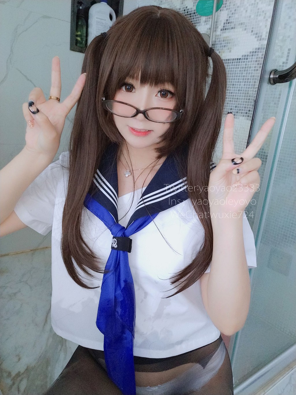 摇摇乐yoyo《蓝色jk》 [COSPLAY福利] 写真集[37P]