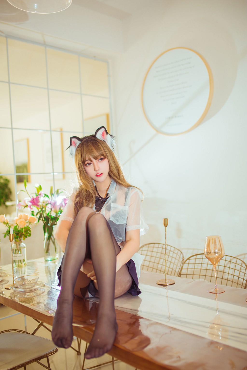 米线线sama 《阳台黑丝性感猫咪》 [Cosplay美女] 写真集[24P]