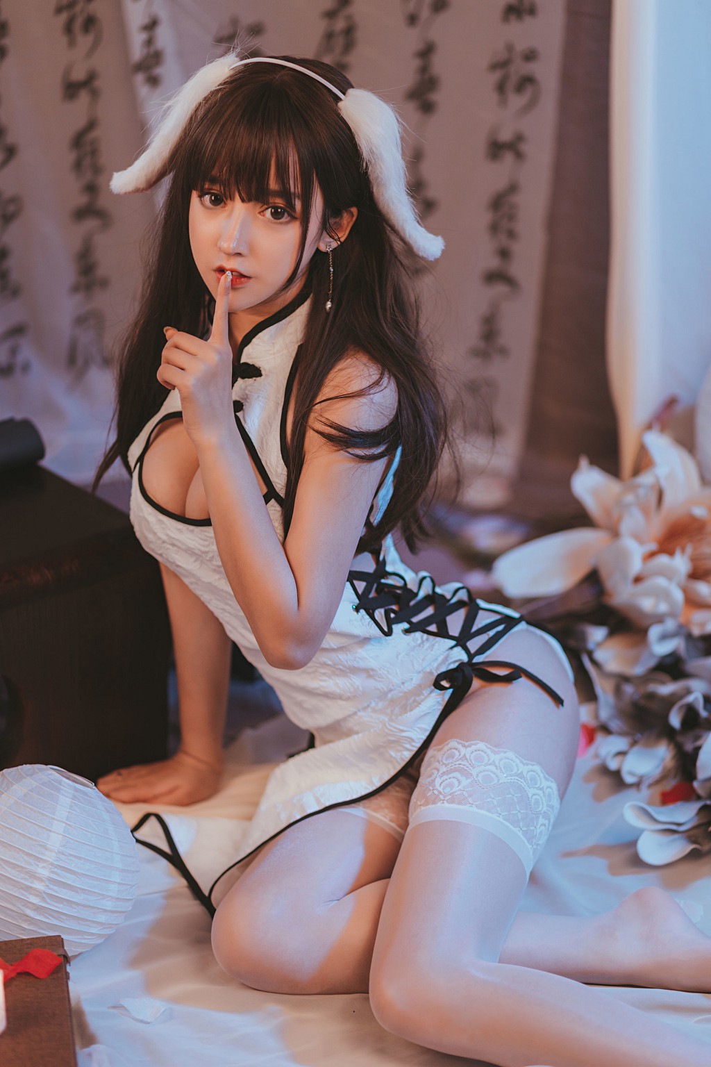 主播米线线sama《白色旗袍》 [Cosplay少女] 写真集[22P]