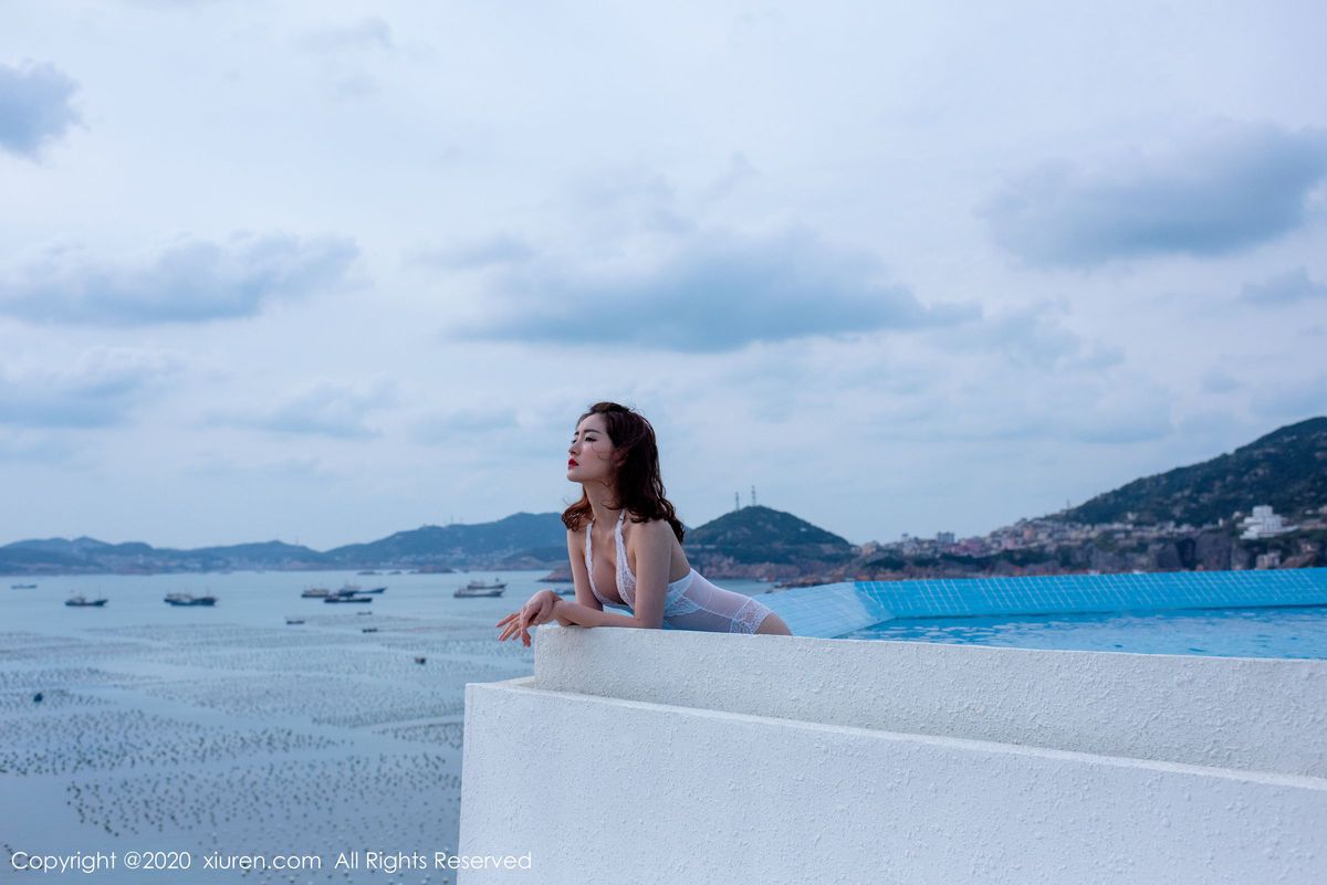 秀人网性感女神沈梦瑶白色蕾丝连体比基尼诱惑曼妙写真