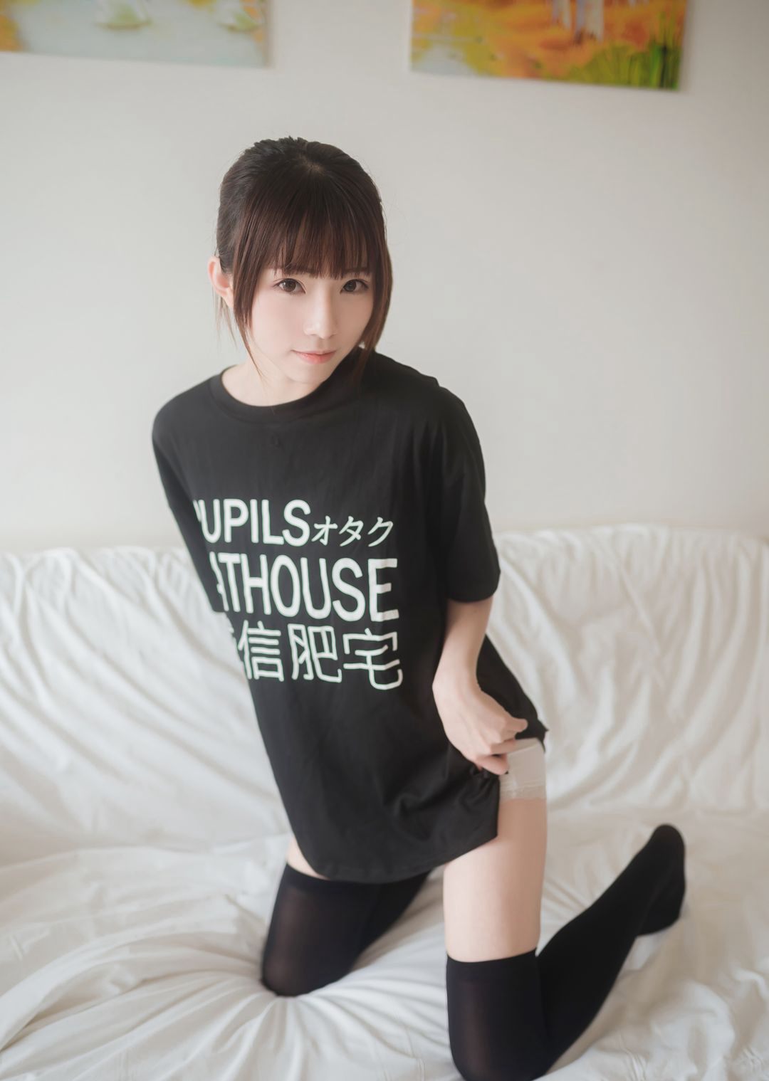 JK制服美女性感黑色过膝袜Cosplay大尺度图片