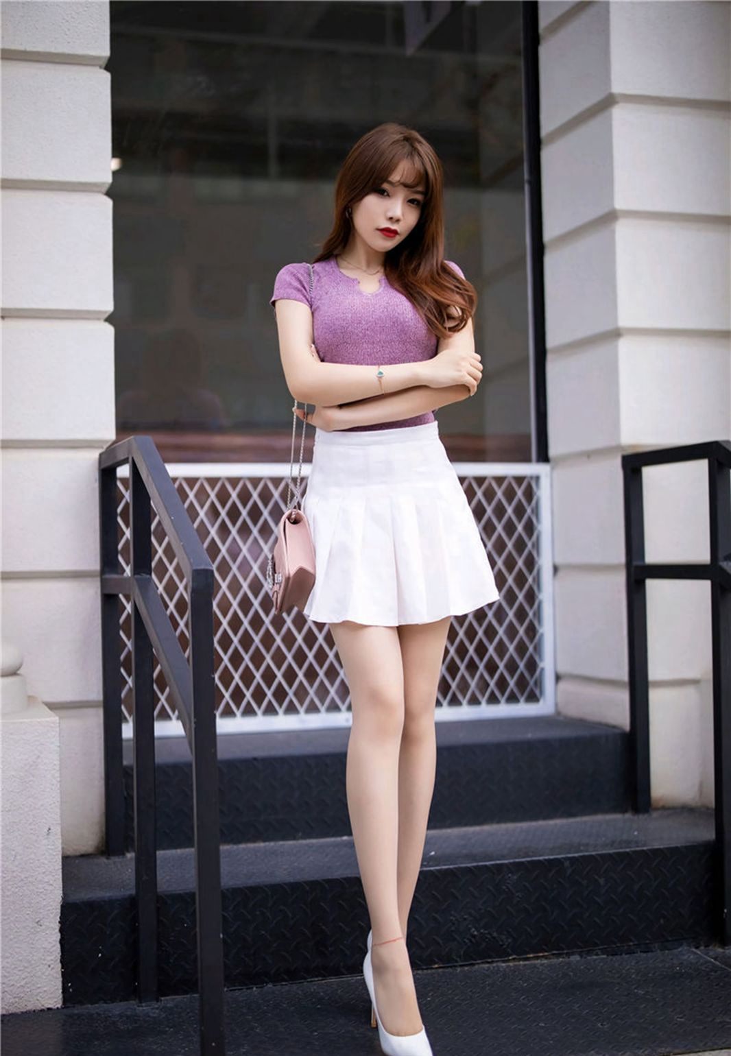 芝芝Booty臀控福利性感短裙肉丝袜高跟健身裤