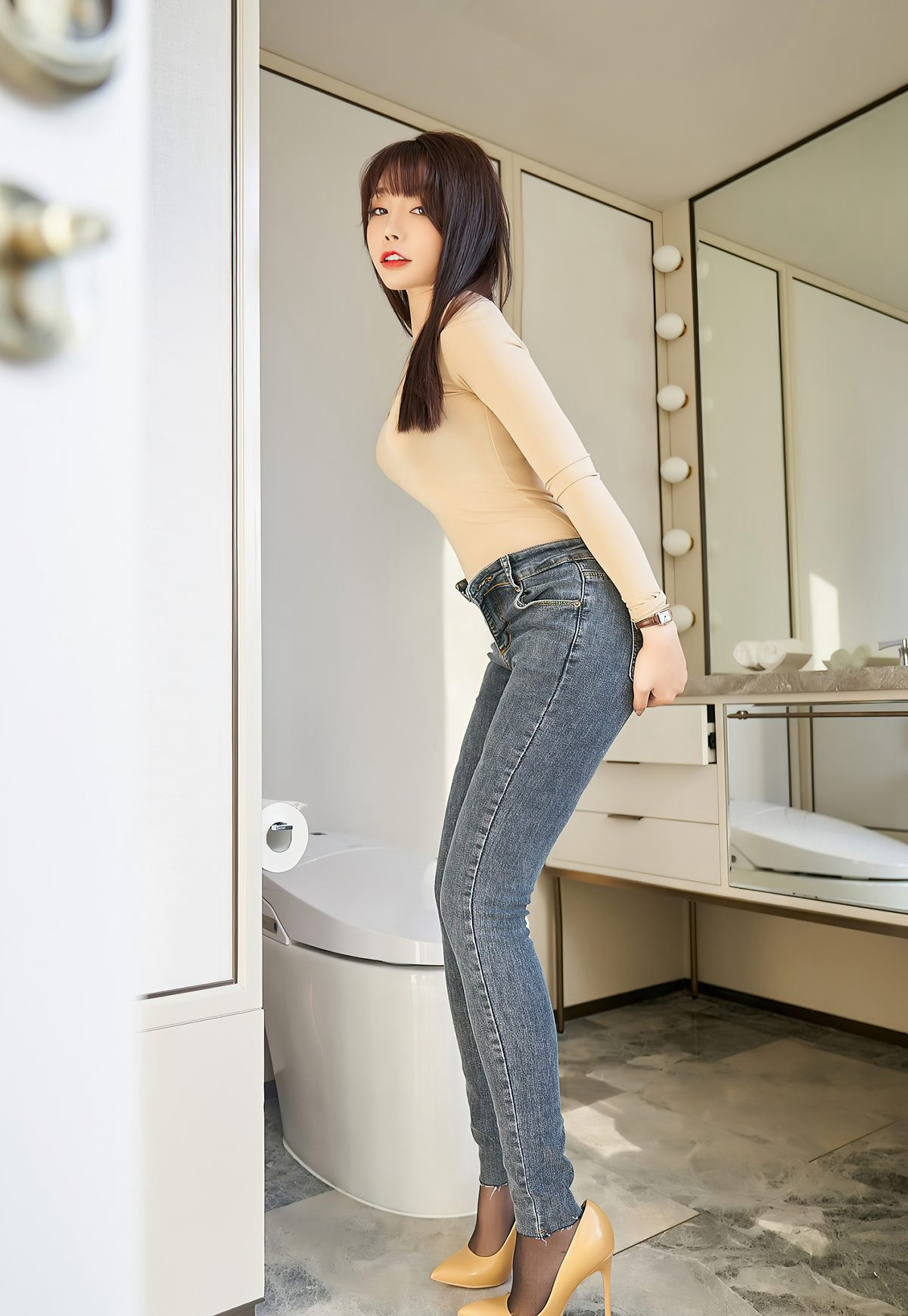 芝芝Booty2021性感牛仔裤诱惑丁字裤撅臀诱惑蕾丝情趣内衣