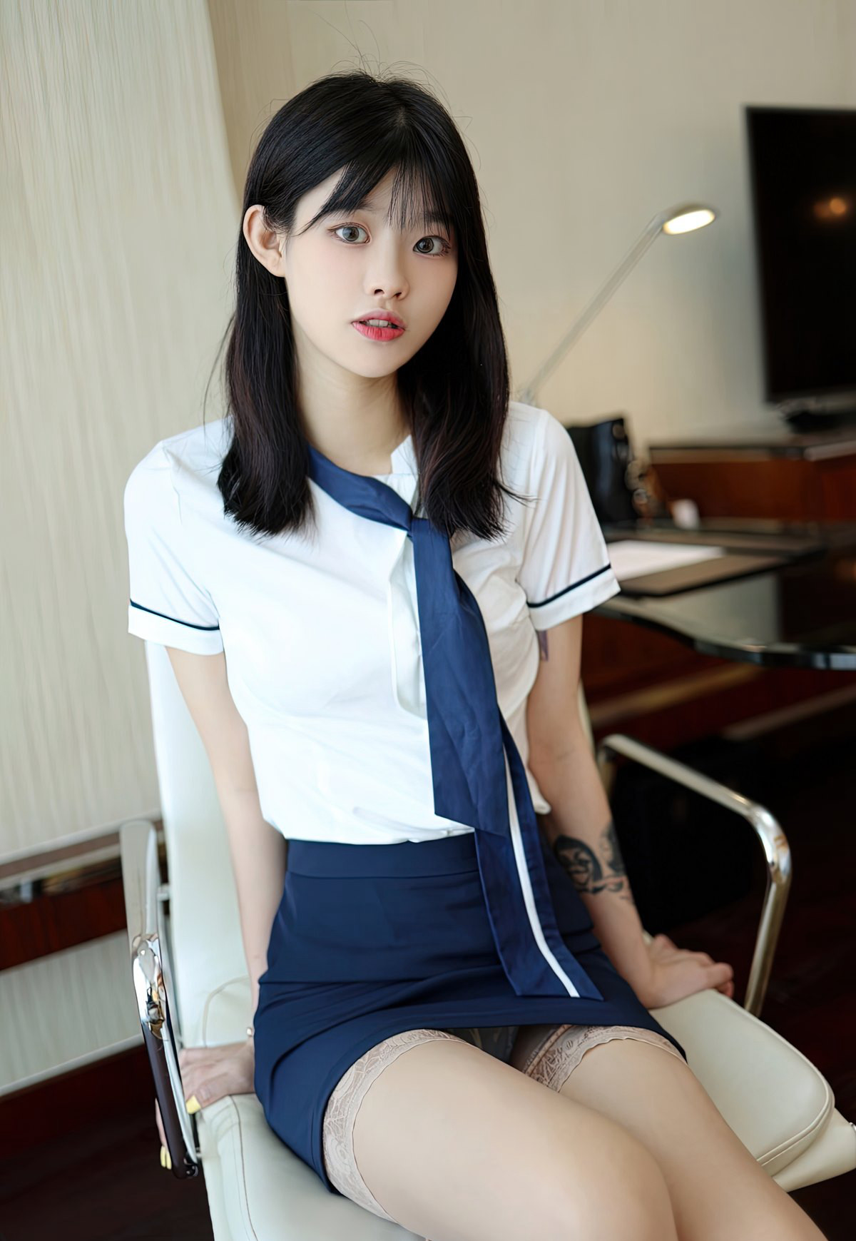 极致性感空姐制服诱惑超漂亮邻家女孩性感长腿肉丝袜