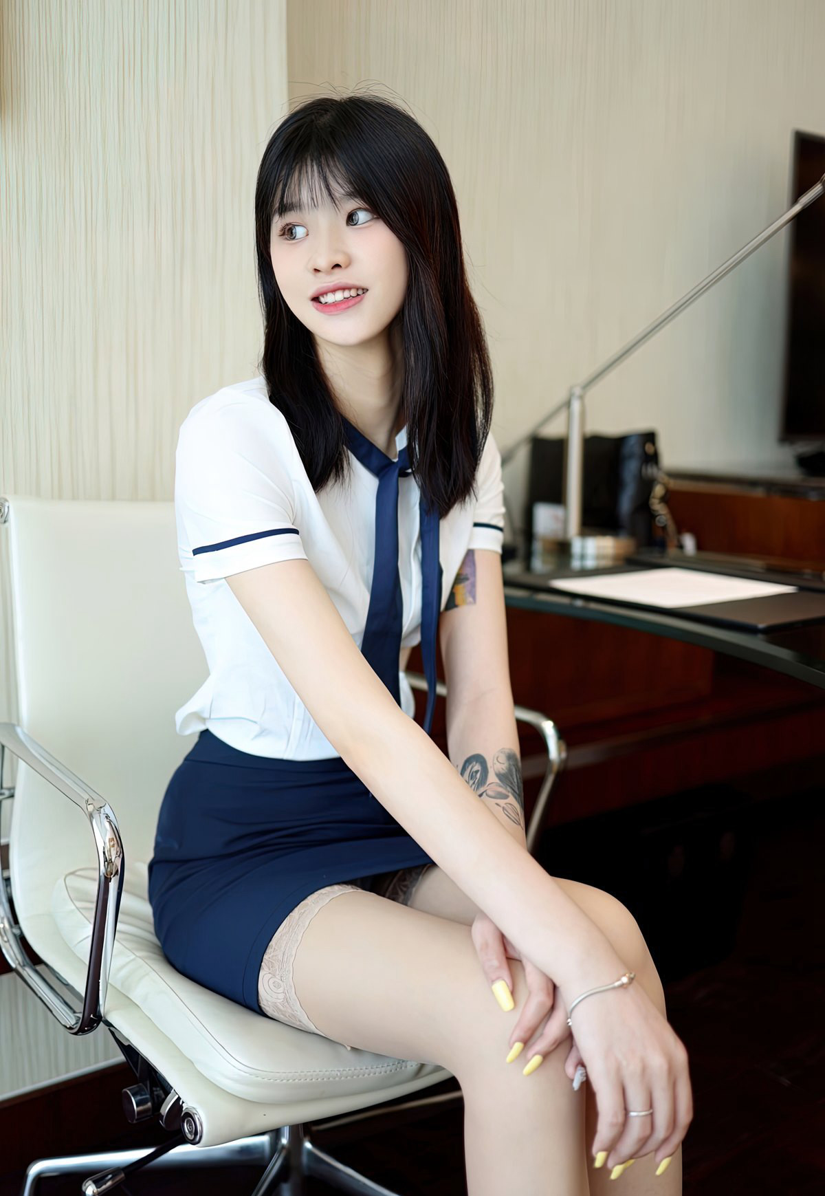 极致性感空姐制服诱惑超漂亮邻家女孩性感长腿肉丝袜