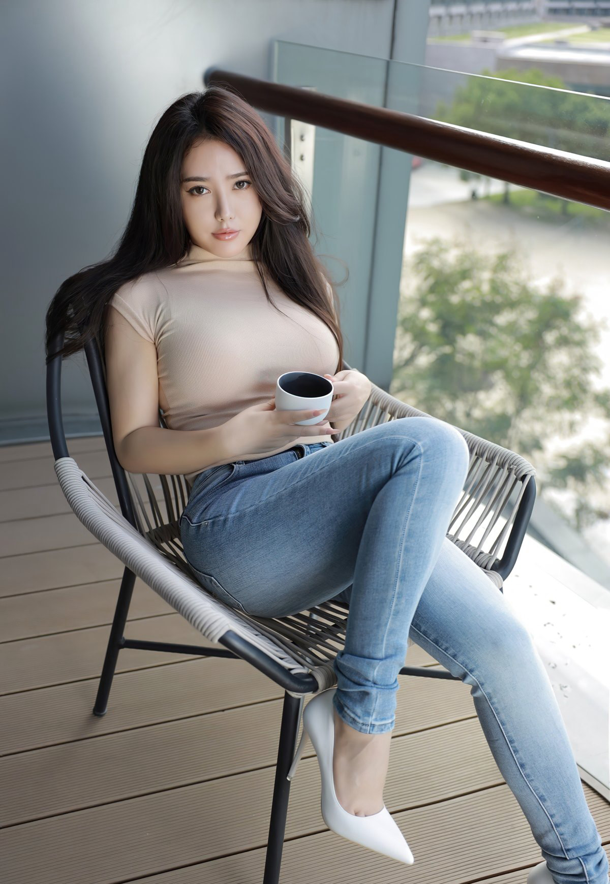 玛鲁娜丰满大胸2022性感紧身牛仔裤极品微胖女神丰满美少妇