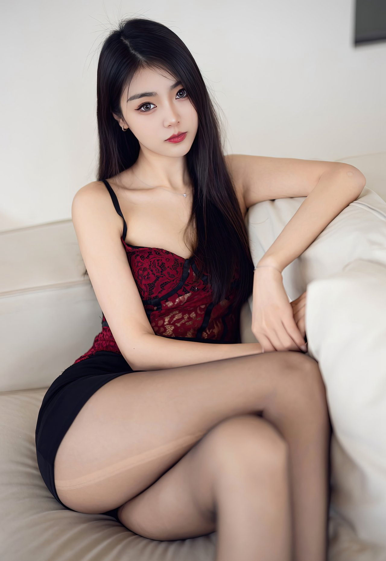 超短裙长腿丝袜无内裤美女丰满黑丝高跟美腿嫩模私密