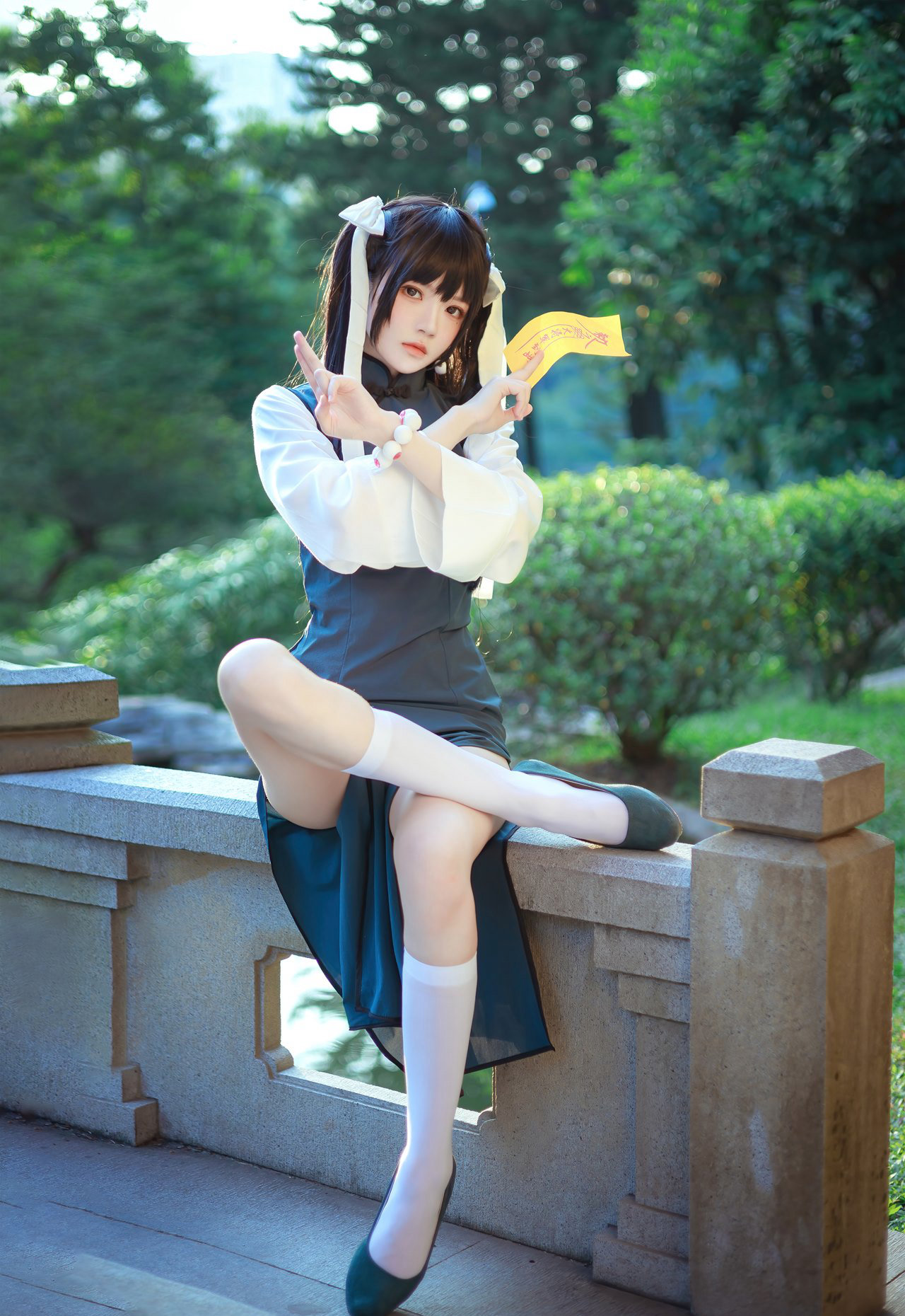 桜桃喵COS白丝旗袍美女污二次元美女白丝美腿