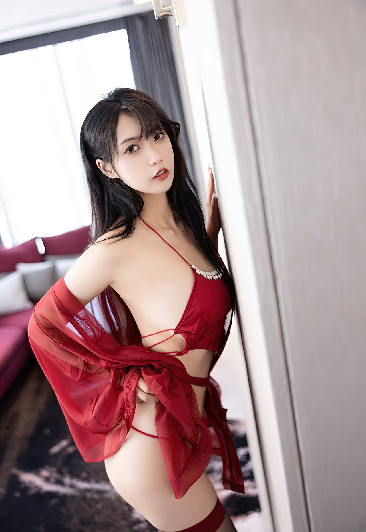 林子瑶黑丝高跟性感肚兜光胸美女黑丝袜美腿美女