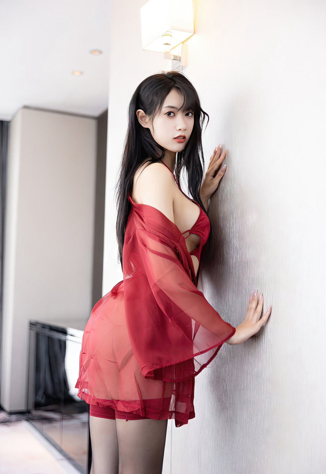 林子瑶黑丝高跟性感肚兜光胸美女黑丝袜美腿美女