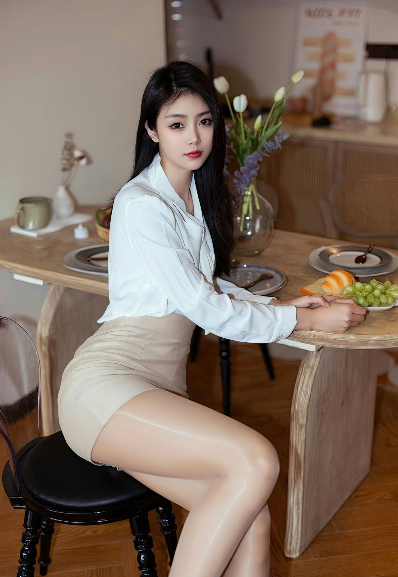 高清AI美女漫画脸美女极品亮光肉丝袜丰满美腿高跟