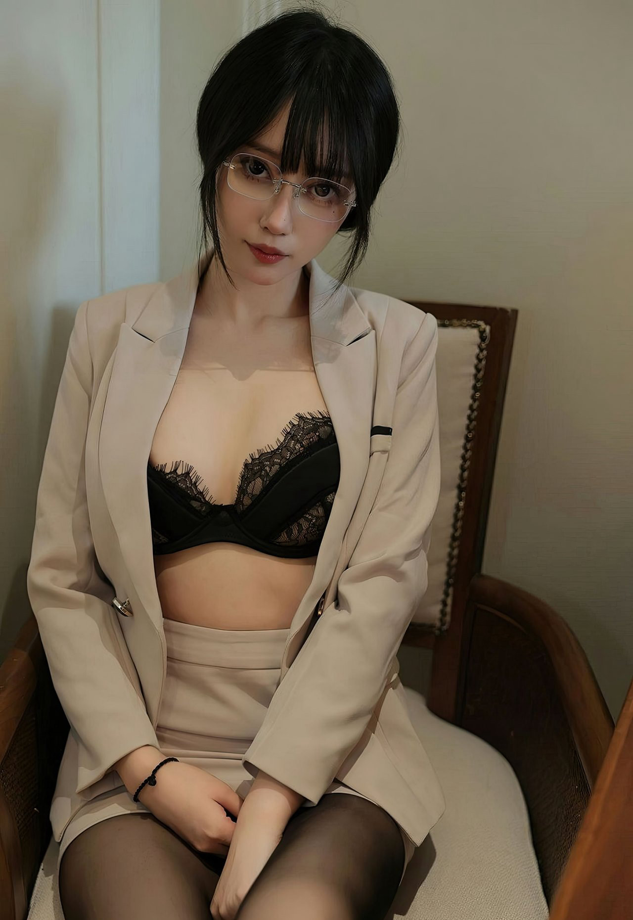 眼镜秘书月二月性感美女诱惑写真mm191销魂美女图