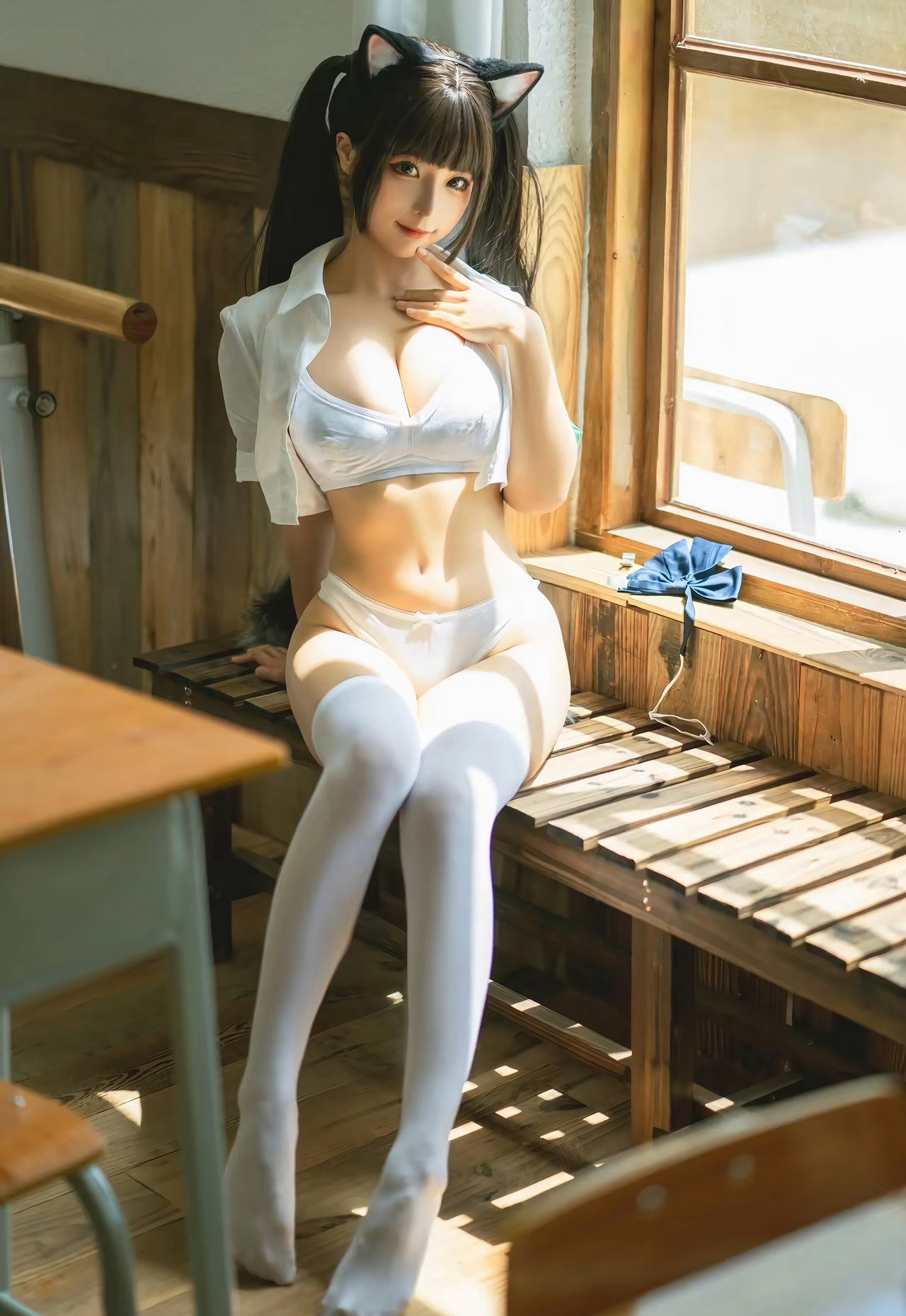 桜桃喵极度翘臀白丝JK动漫美女大胸二次元性感美女诱惑福利