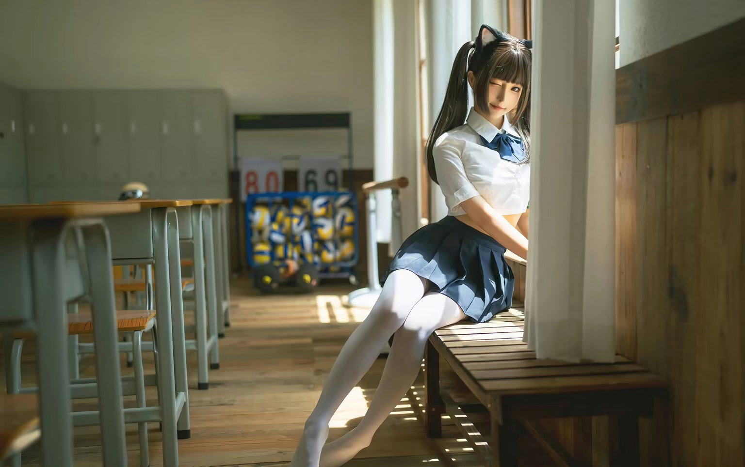 桜桃喵极度翘臀白丝JK动漫美女大胸二次元性感美女诱惑福利