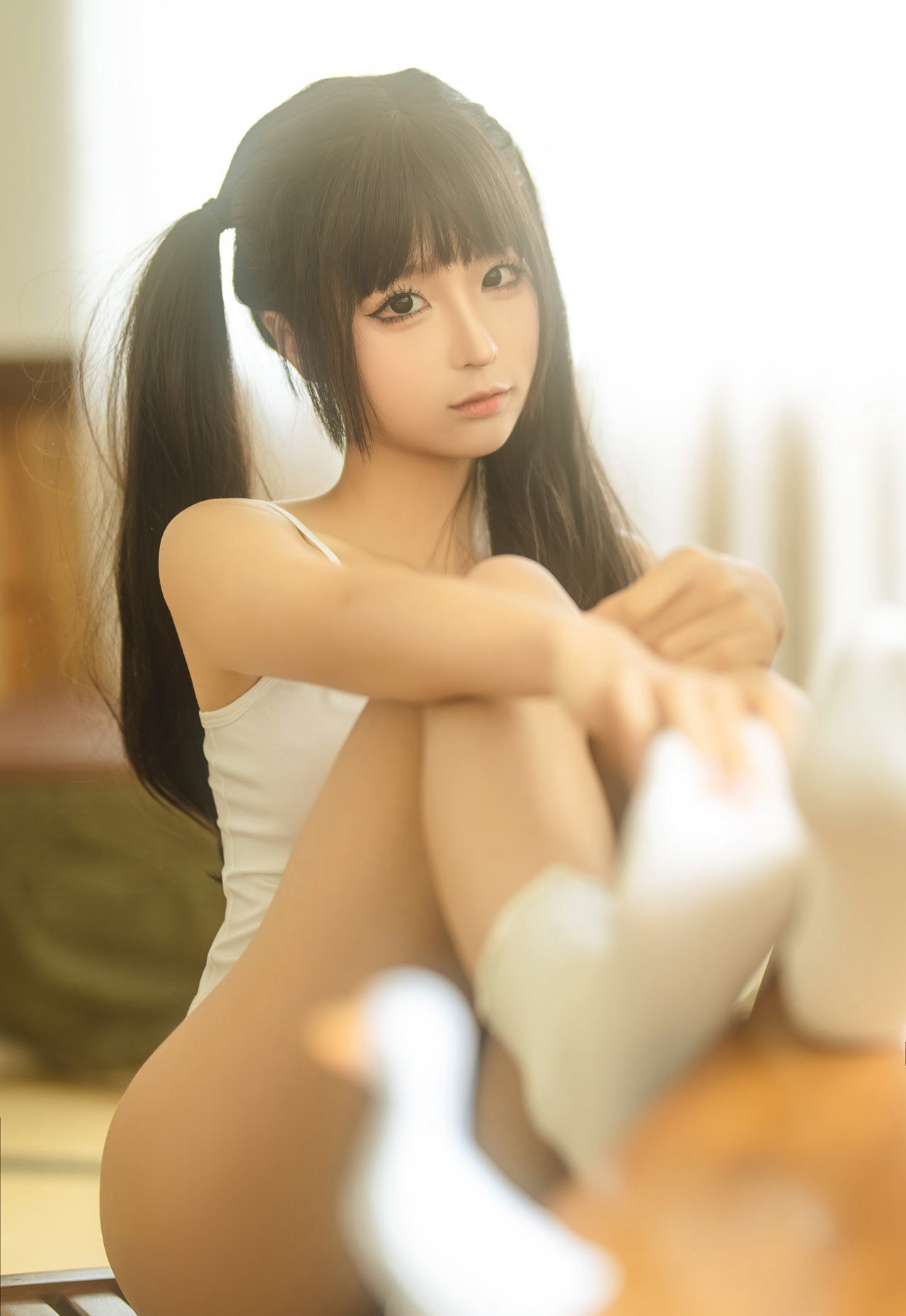 蠢沫沫2023cosplay美女大尺度白袜美腿丁字裤性感美臀