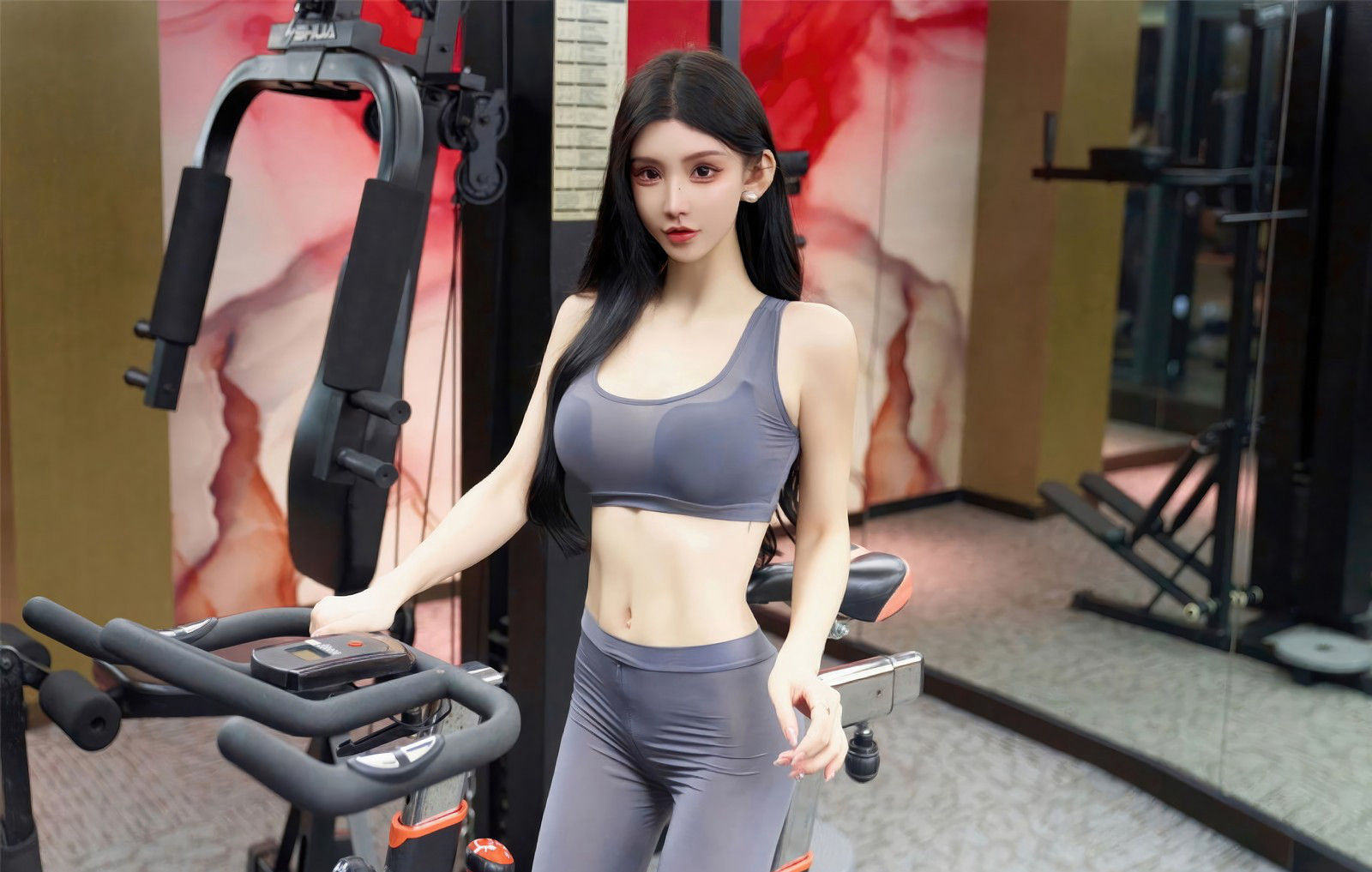 周于希极品美臀紧身健身裤性感身材健身房套图