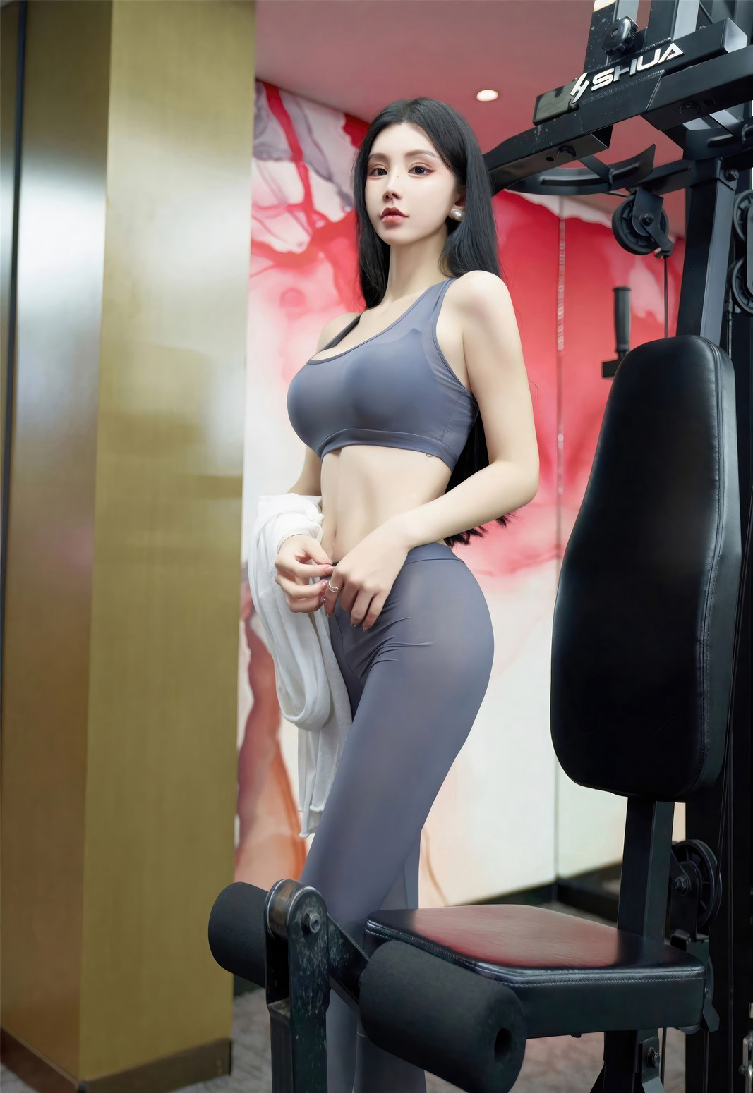 周于希极品美臀紧身健身裤性感身材健身房套图