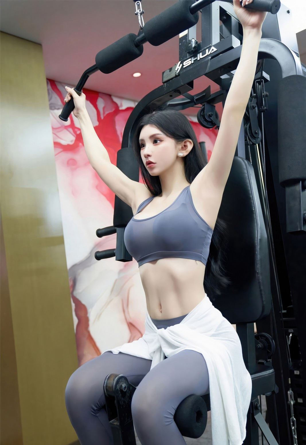 周于希极品美臀紧身健身裤性感身材健身房套图