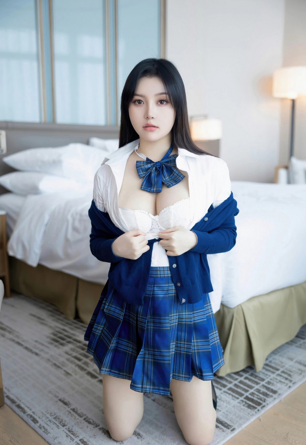 性感JK制服诱惑短裙豆瓣酱黑丝美腿丰满身材写真