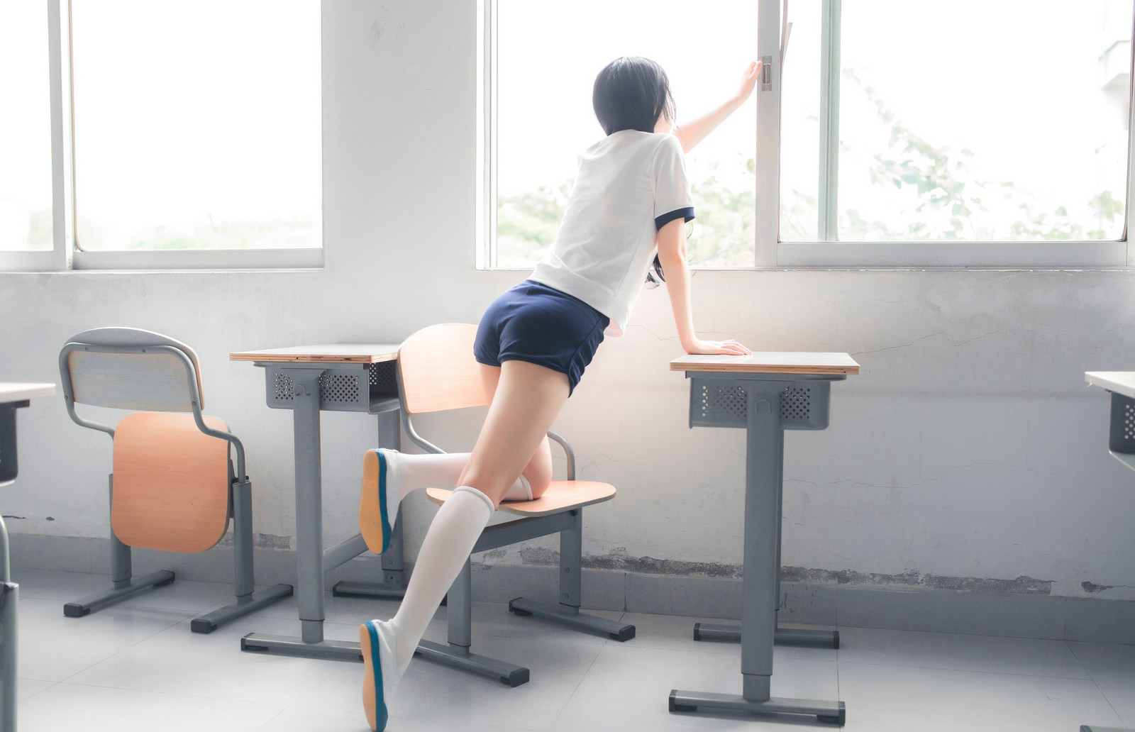 疯猫cosplay性感白丝美腿JK诱惑写真套图