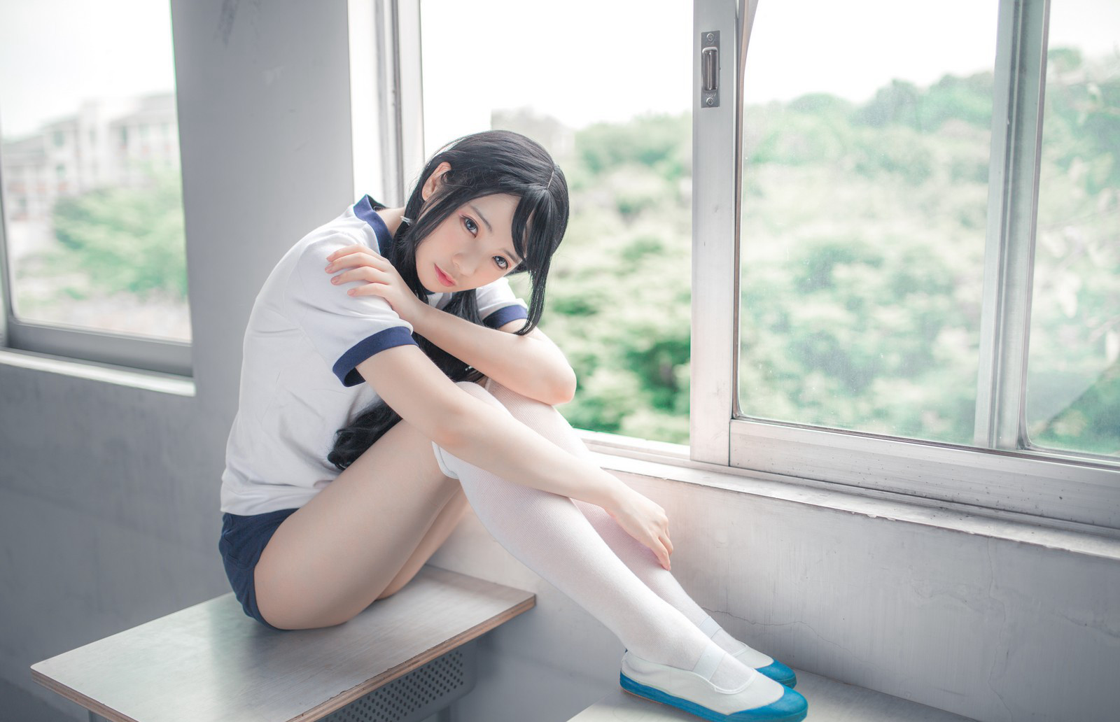 疯猫cosplay性感白丝美腿JK诱惑写真套图