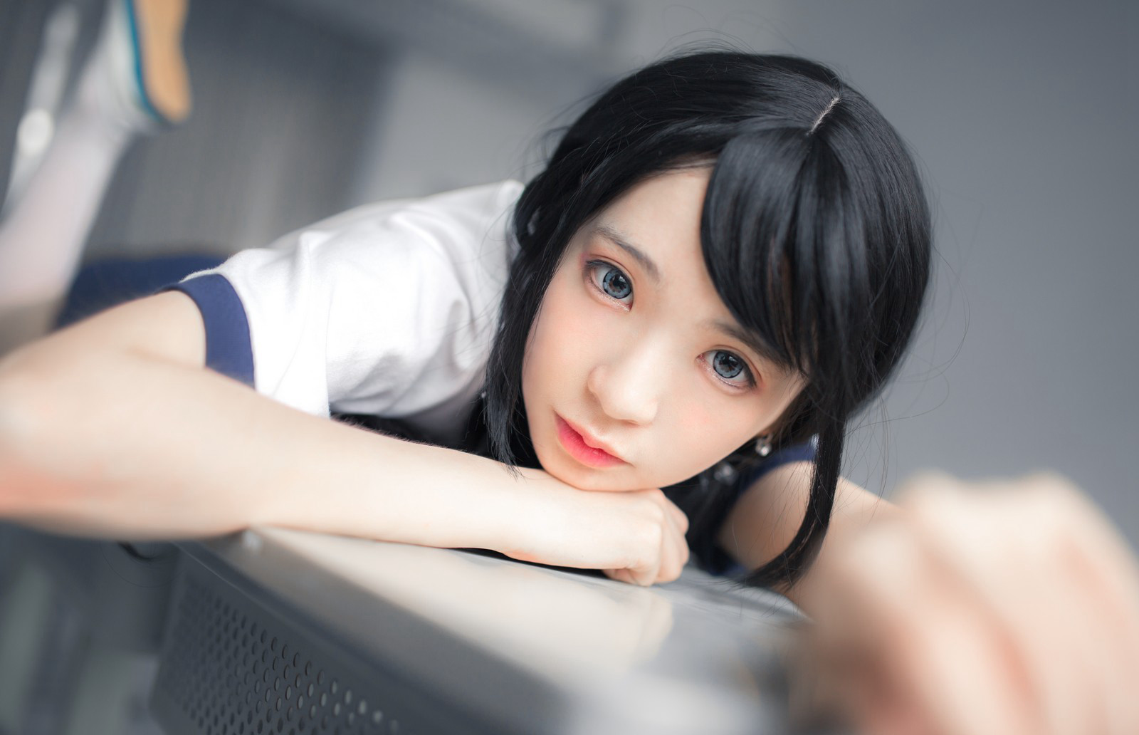 疯猫cosplay性感白丝美腿JK诱惑写真套图